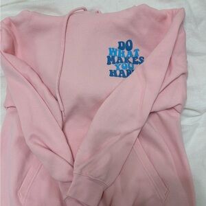 Pink Hoodie with Blue Graphic